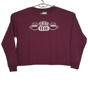 Friends Shirt Womens Size M Merlot Cropped Long‎ Sleeve Pullover Graphic New